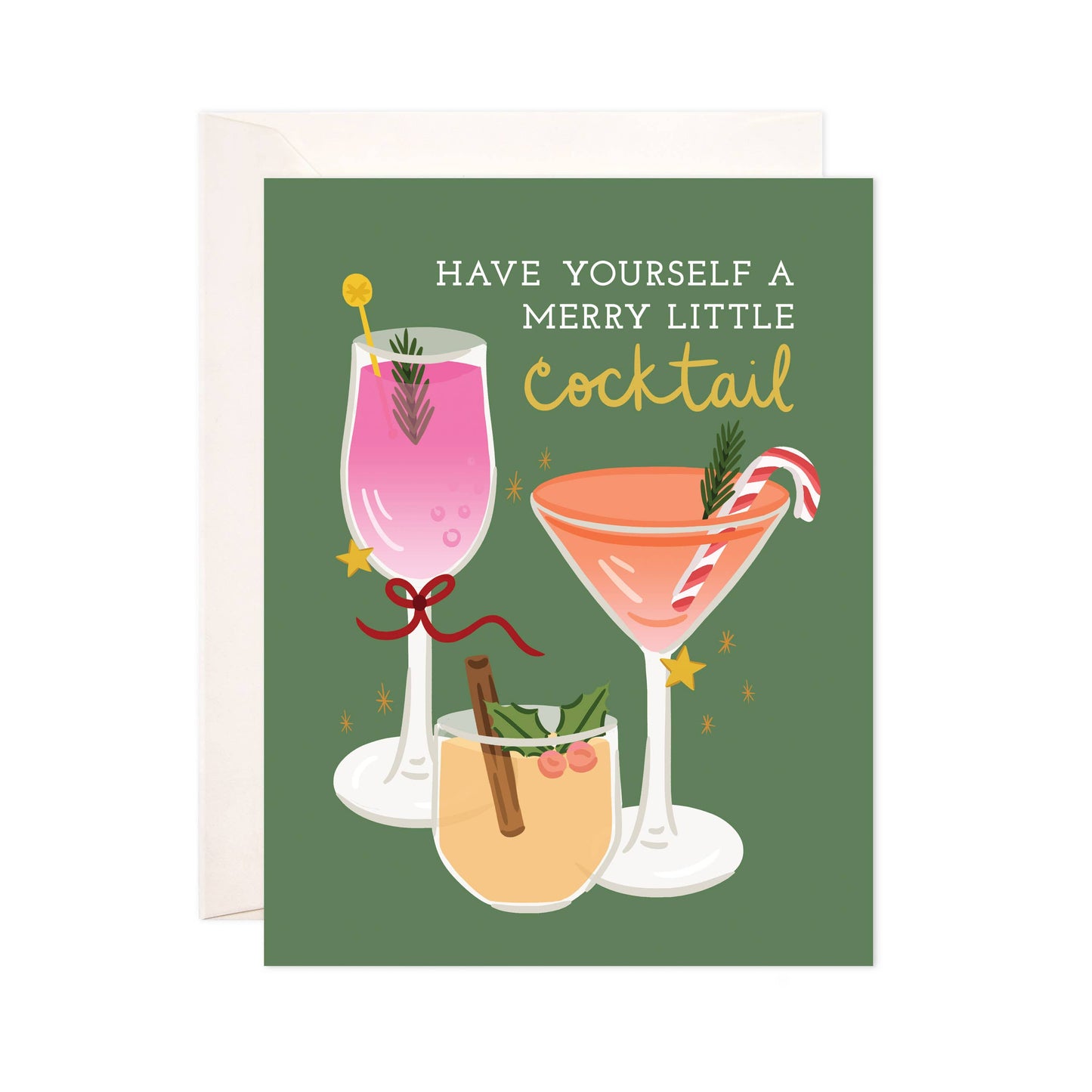 Merry Cocktail Greeting Card - Cute Christmas Card