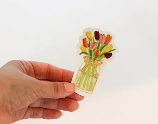 Multicolor Tulips in Vase Sticker