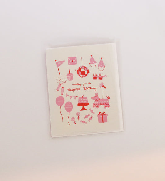 Pink Birthday Party Card