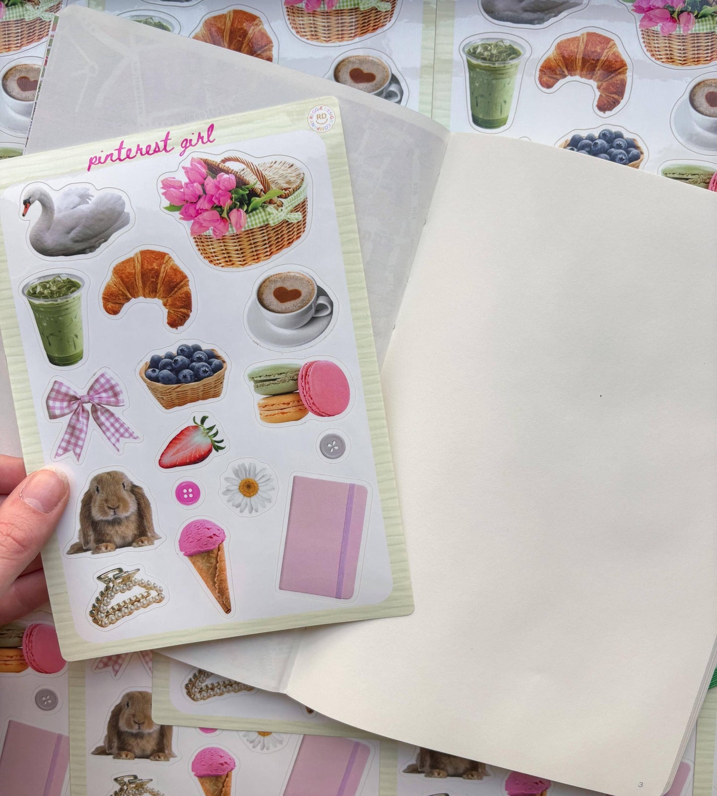 Pinterest Girl Junk Journal 5x7 Sticker Sheet