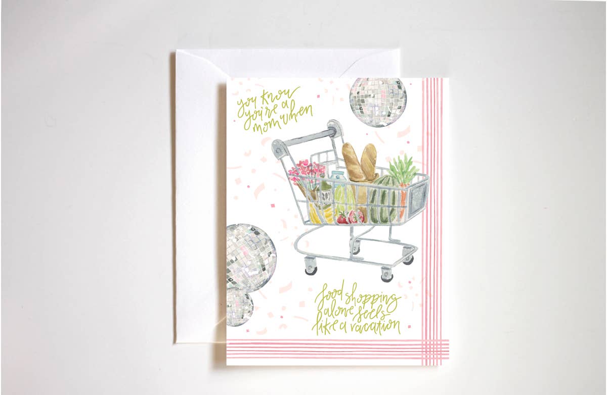 Humorous food shopping Mother's Day card