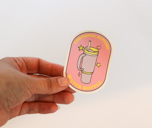 Emotional support water bottle sticker (pink)