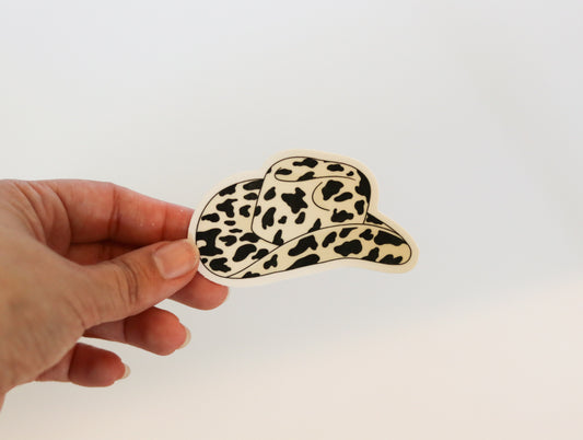 Cow Print Cowboy Hat Sticker