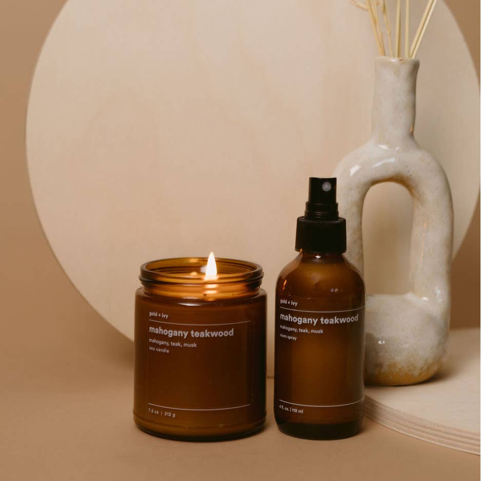 Mahogany teakwood soy candle - mahogany, teak, musk