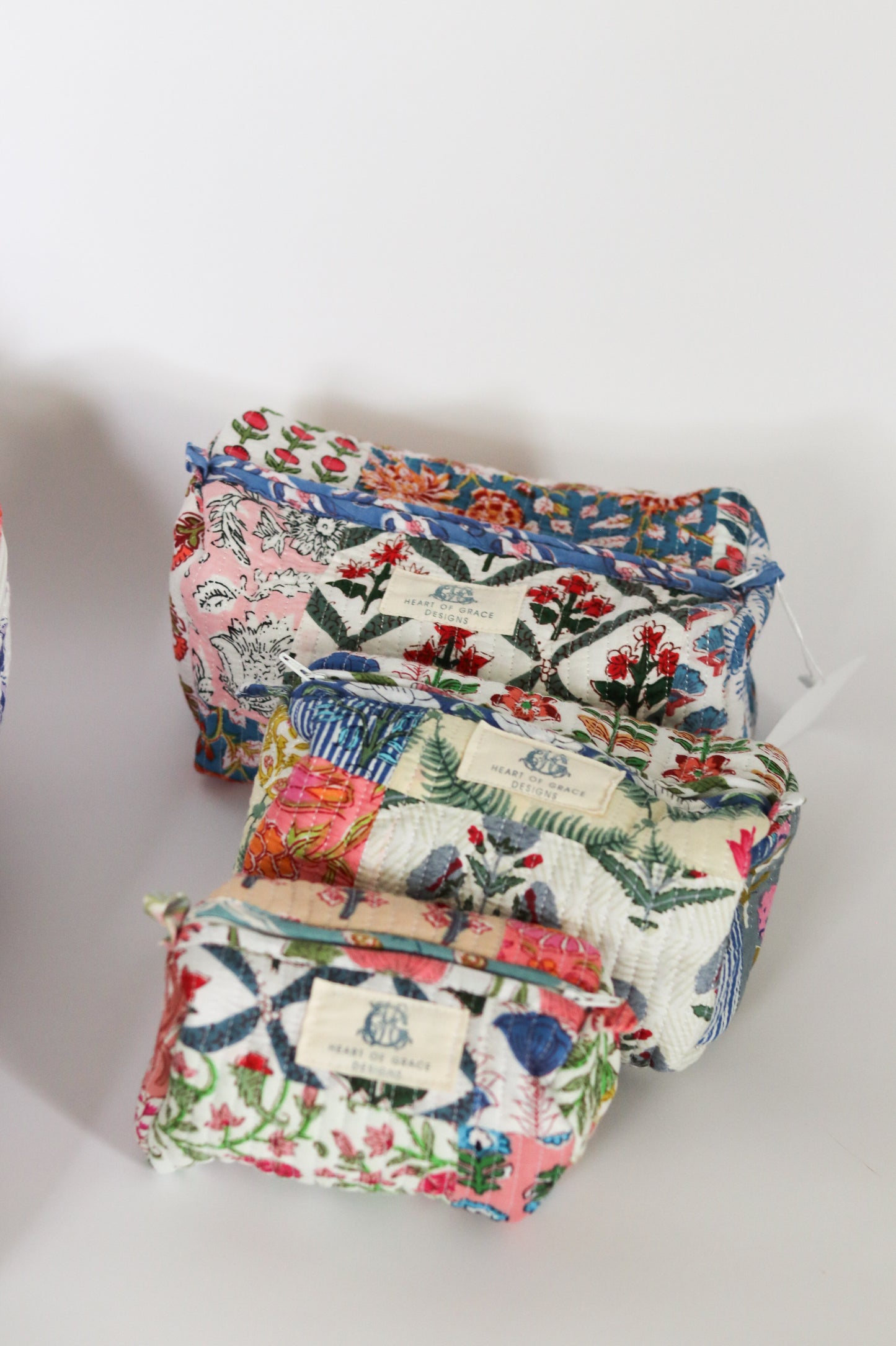 Wildflower Patchwork | Quilted Cosmetic Bags-set of 3