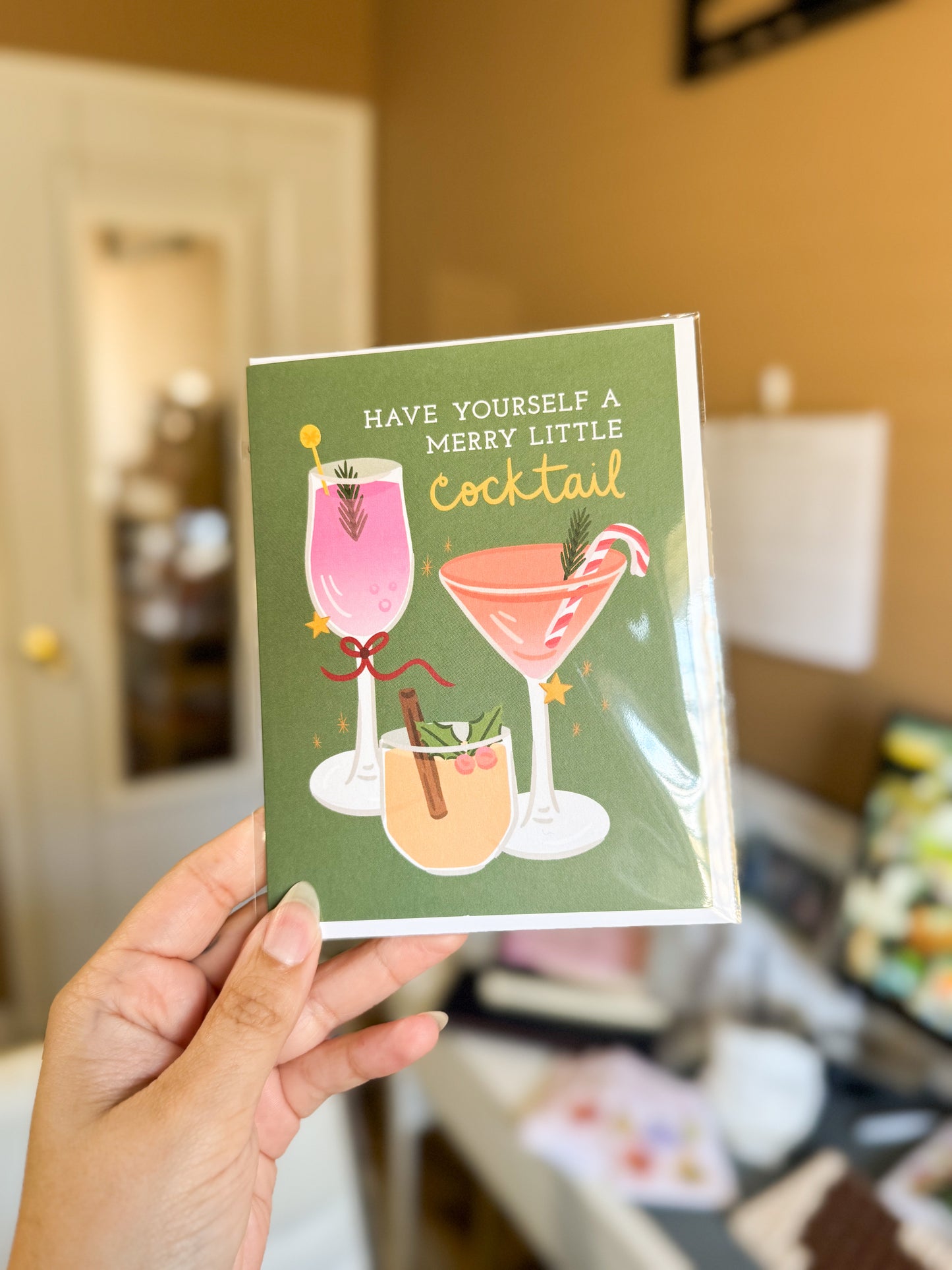 Merry Cocktail Greeting Card - Cute Christmas Card