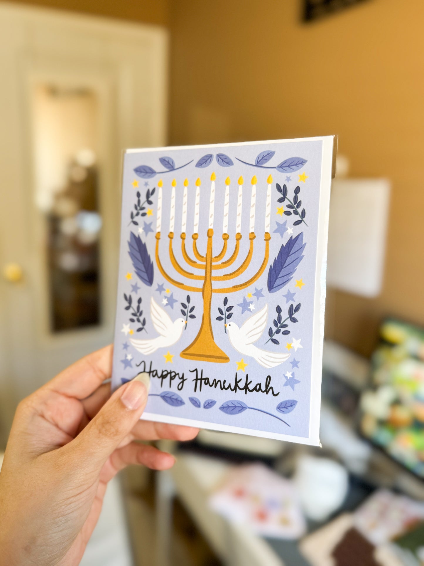 Doves Hanukkah Greeting Card - Hanukkah Card