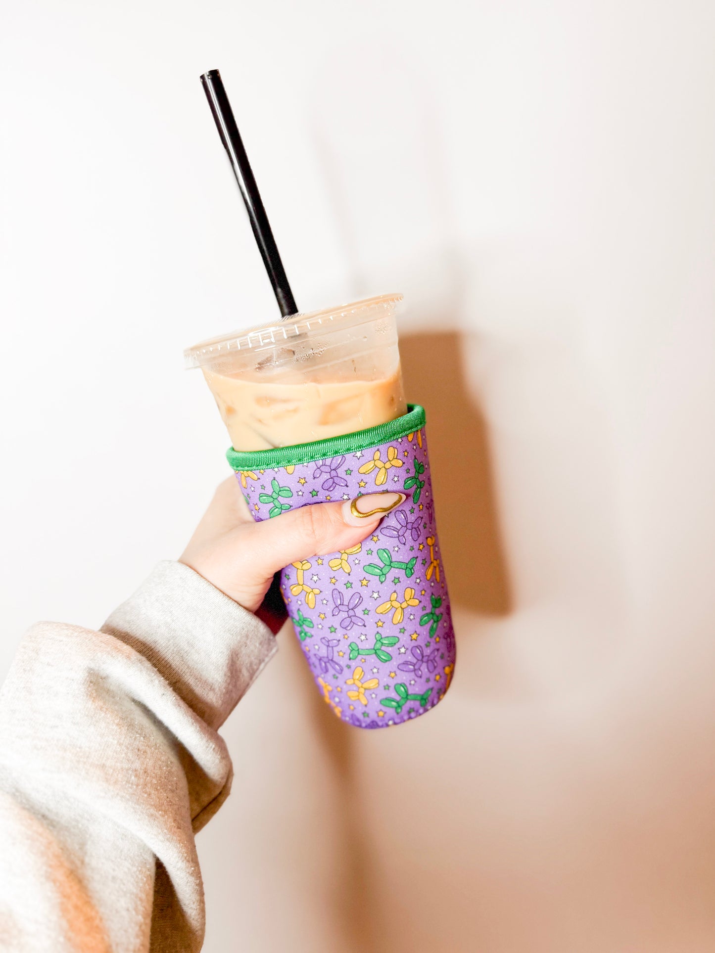 Mardi Gras Bead Dog Medium Cup Sleeve