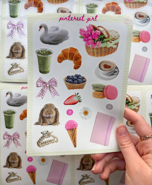 Pinterest Girl Junk Journal 5x7 Sticker Sheet
