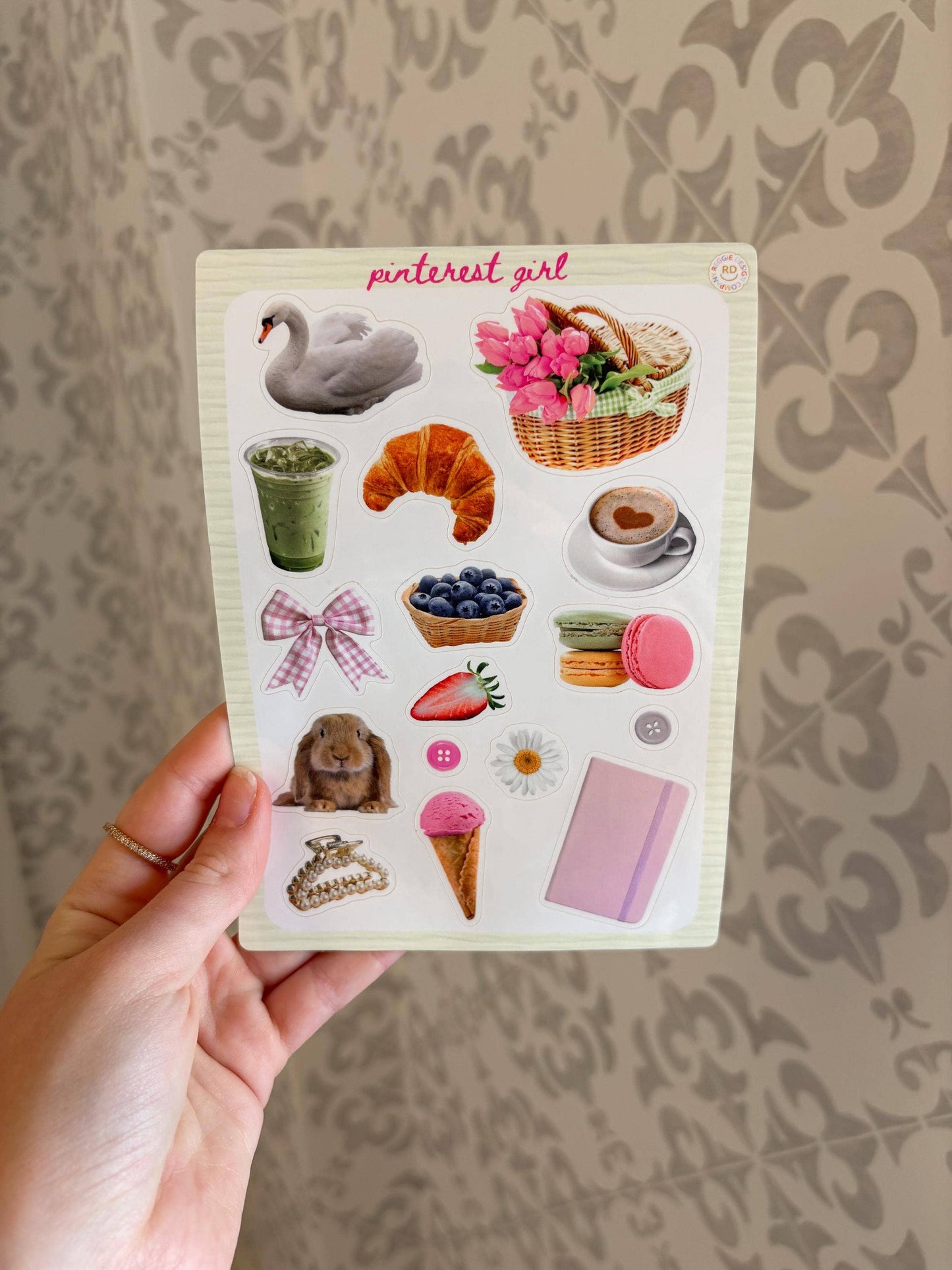 Pinterest Girl Junk Journal 5x7 Sticker Sheet