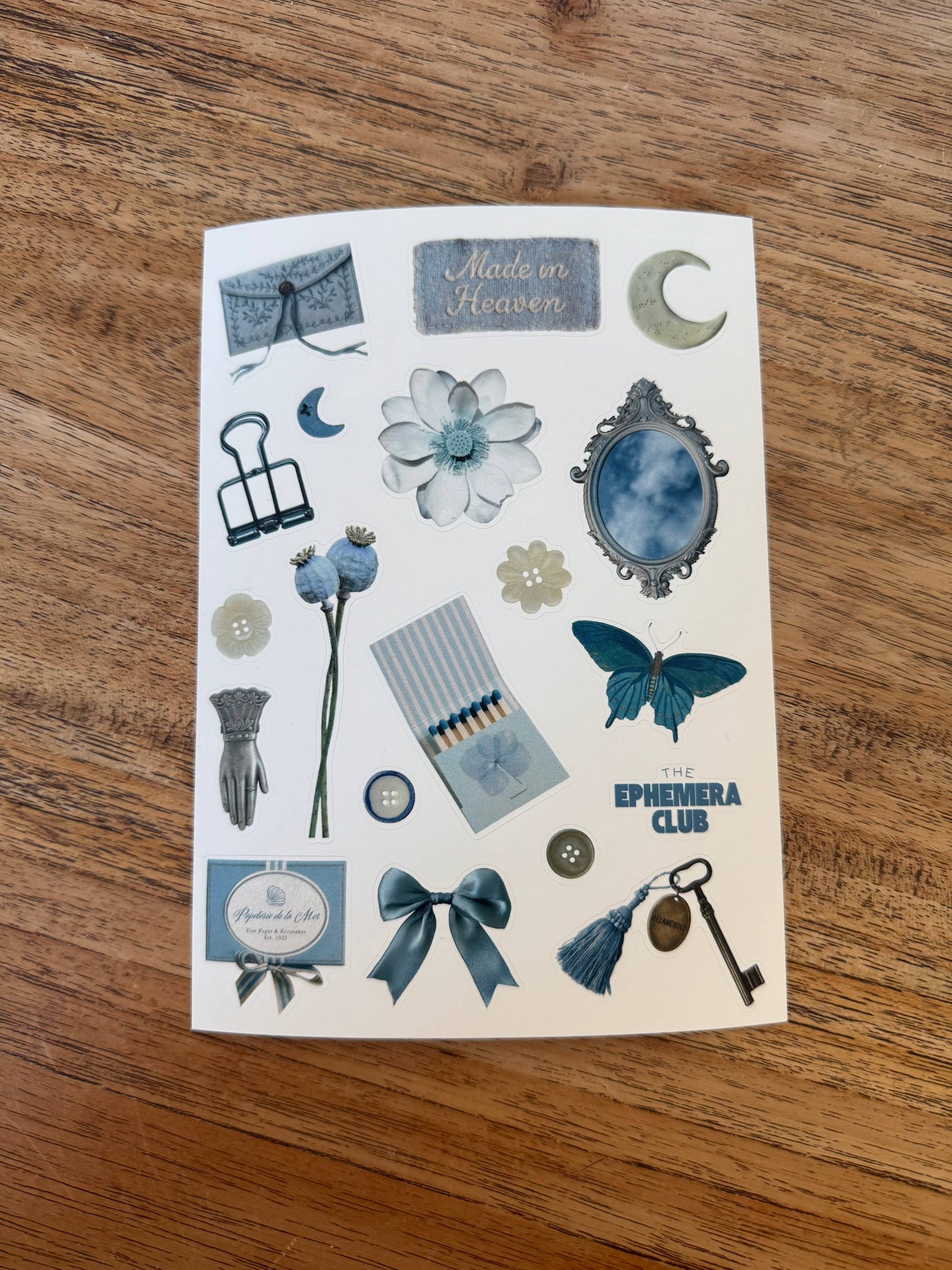 Blue Celestial Junk Journal Sticker Sheet