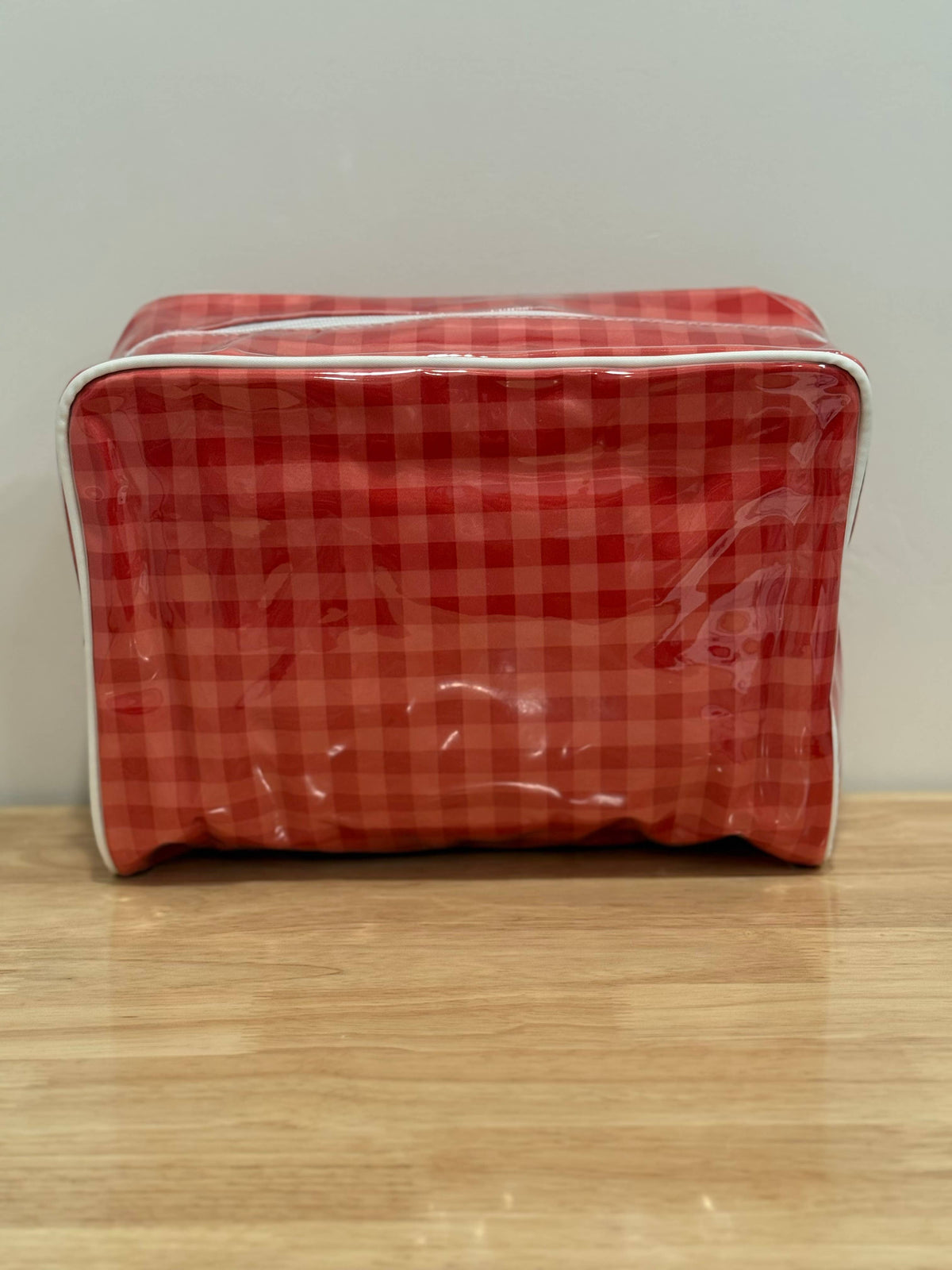 Red Gingham Vinyl Cosmetic Bag | Embroidery & Monogram
