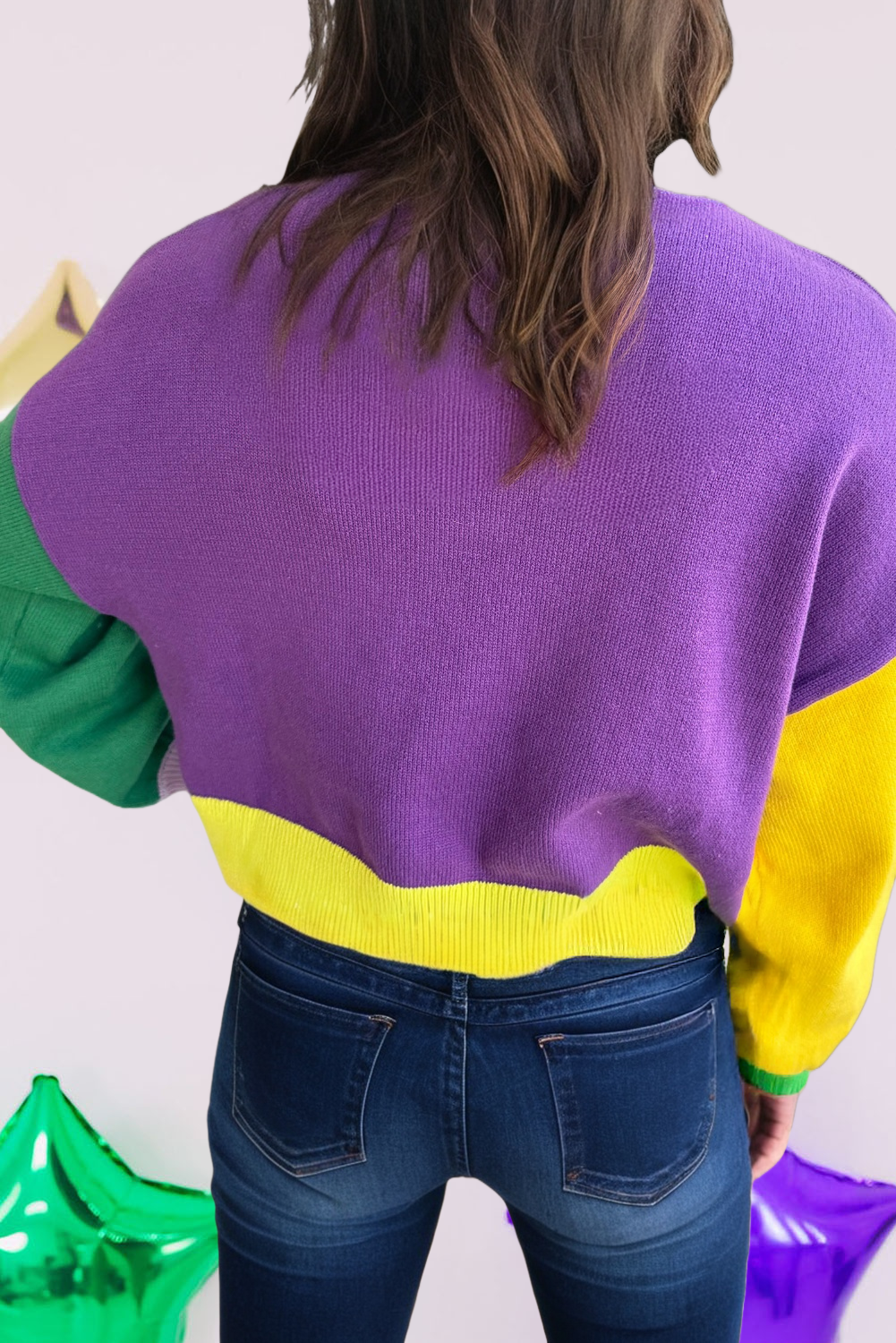 Fuzzy Mardi Gras Sweater
